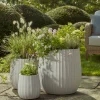 Cox & Cox Plant Pots & Troughs<Three Dove Grey Fluted Planters - Large