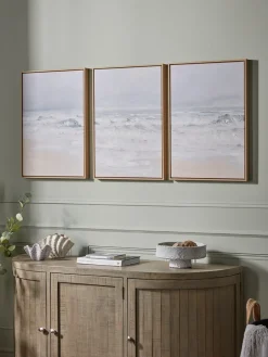 Cox & Cox Wall Art<Three Framed Coastal Canvases