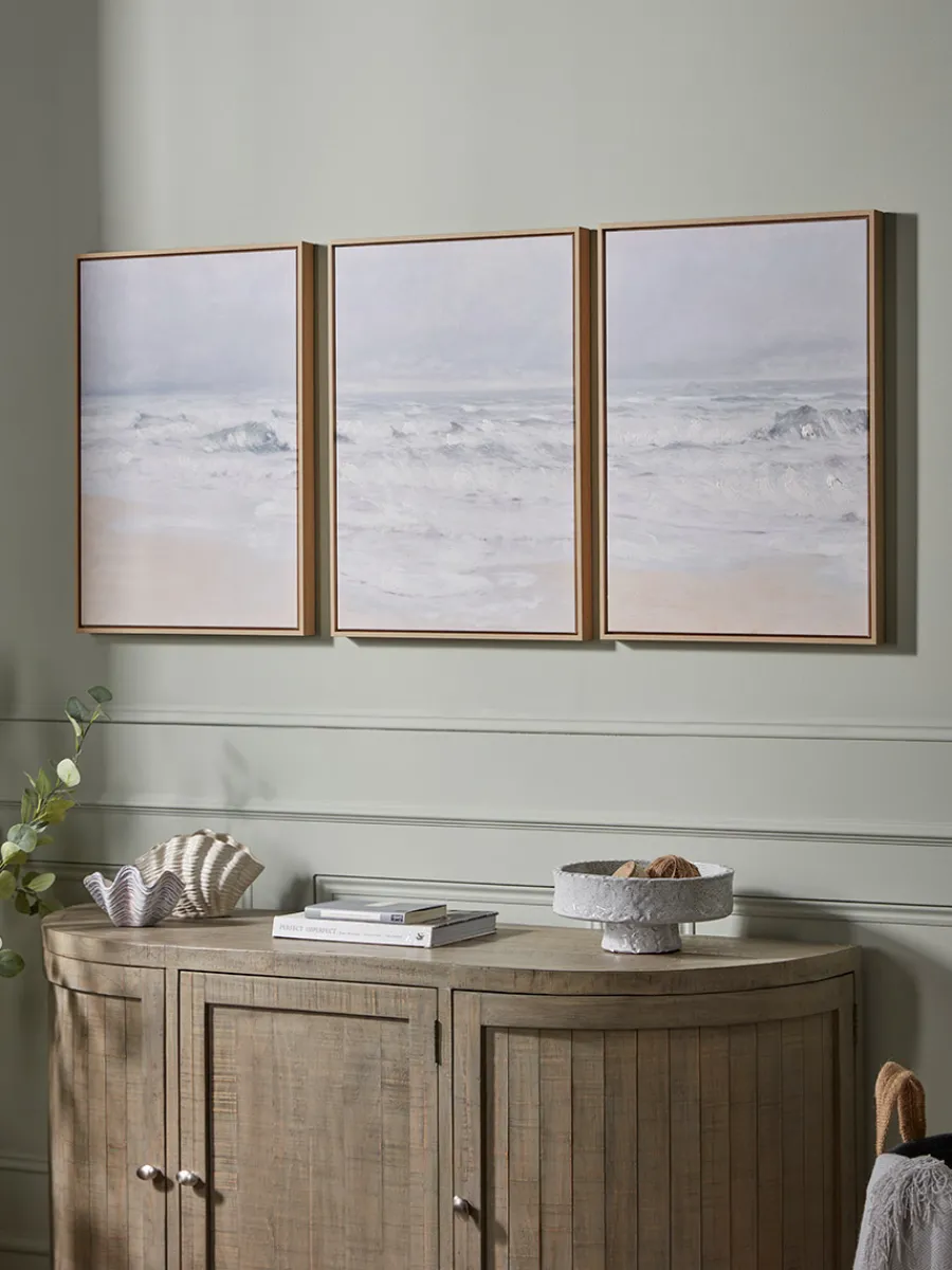 Cox & Cox Wall Art<Three Framed Coastal Canvases