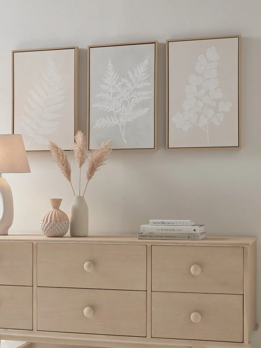 Cox & Cox Wall Art<Three Framed Fern Canvases