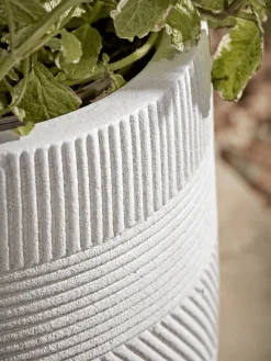 Cox & Cox Plant Pots & Troughs<Three Geometric Etched Planters - Light Grey