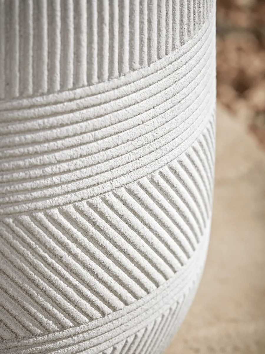 Cox & Cox Plant Pots & Troughs<Three Geometric Etched Planters - Light Grey