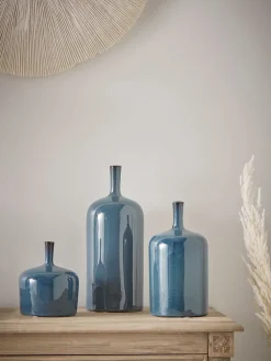 Cox & Cox Vases<Three Glazed Vases - Blue