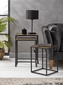 Cox & Cox Nesting Tables<Three Gold Textured Nesting Tables - Square