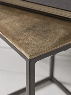 Cox & Cox Nesting Tables<Three Gold Textured Nesting Tables - Square
