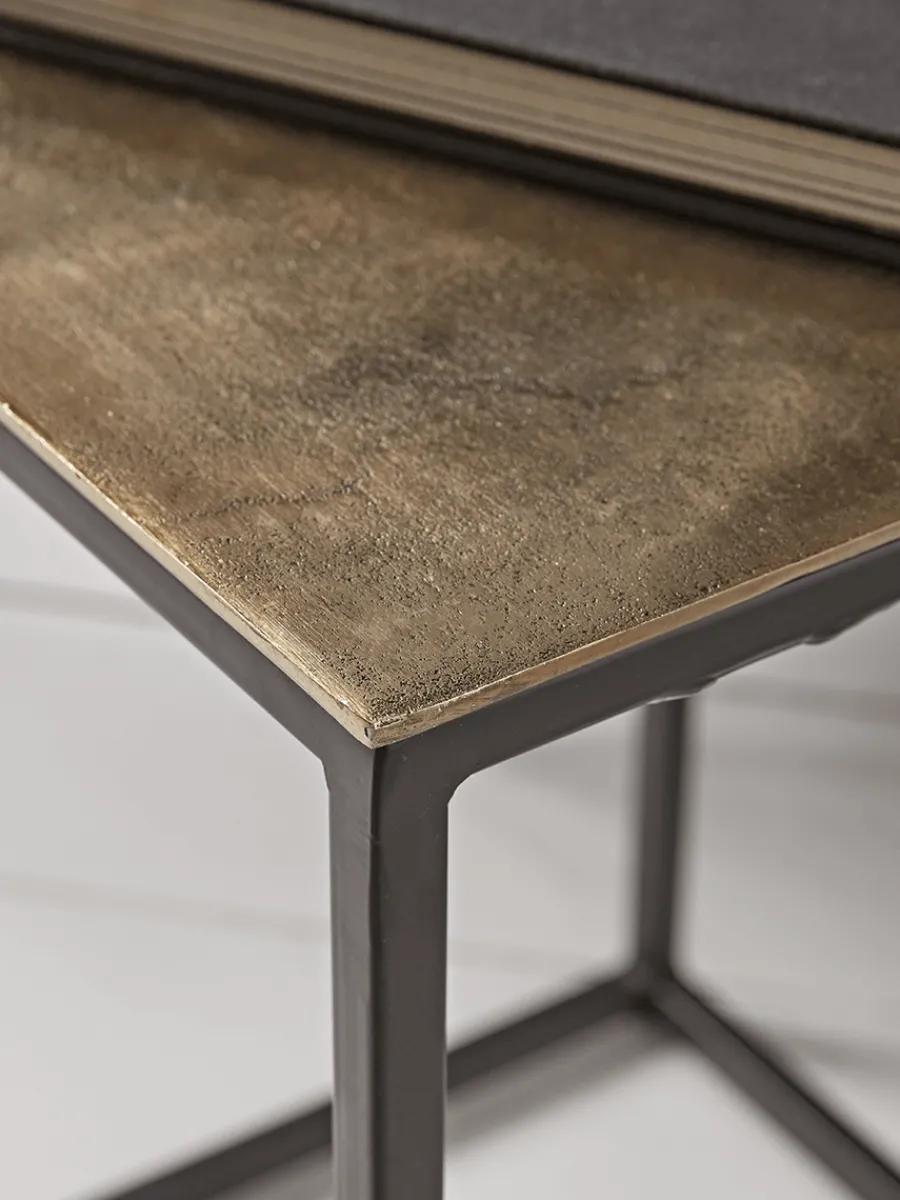 Cox & Cox Nesting Tables<Three Gold Textured Nesting Tables - Square