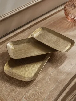 Cox & Cox Bowls, Dishes & Trinket Boxes<Three Golden Textured Trays