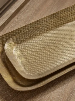 Cox & Cox Bowls, Dishes & Trinket Boxes<Three Golden Textured Trays