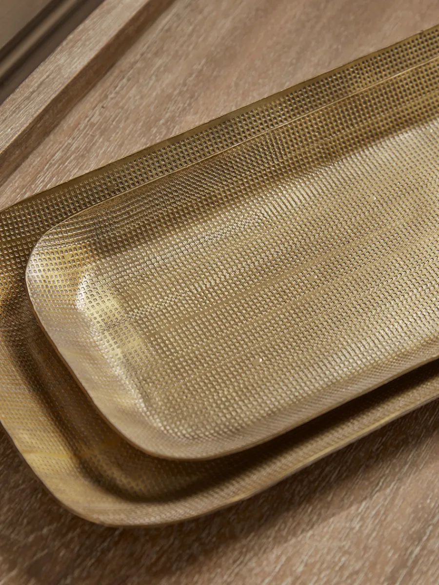 Cox & Cox Bowls, Dishes & Trinket Boxes<Three Golden Textured Trays