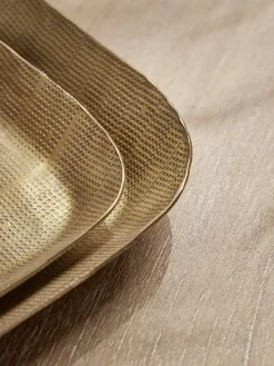 Cox & Cox Bowls, Dishes & Trinket Boxes<Three Golden Textured Trays