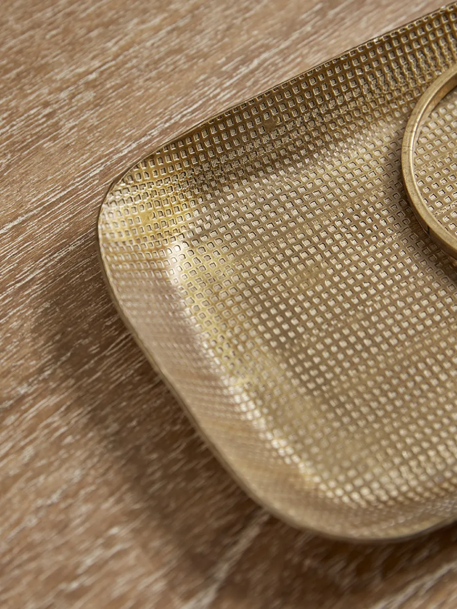 Cox & Cox Bowls, Dishes & Trinket Boxes<Three Golden Textured Trays