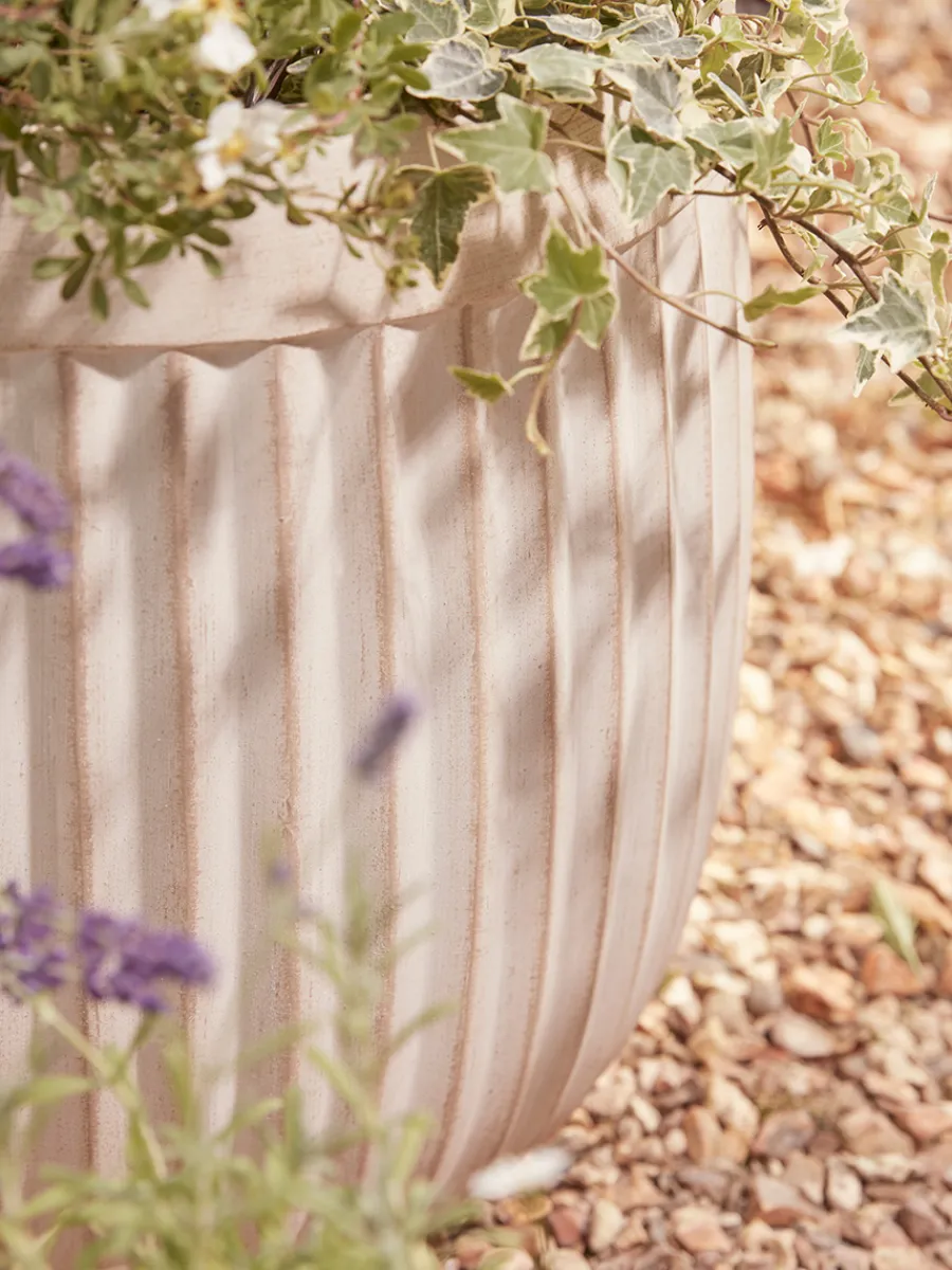 Cox & Cox Plant Pots & Troughs<Three Handmade Fluted Planters - Off-White