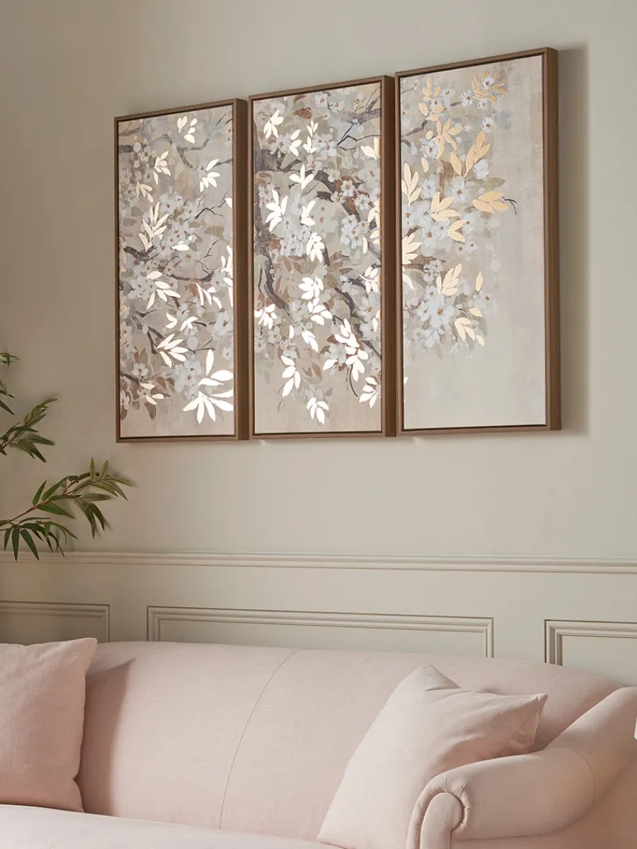 Cox & Cox Wall Art<Three Textured Blossom Canvases
