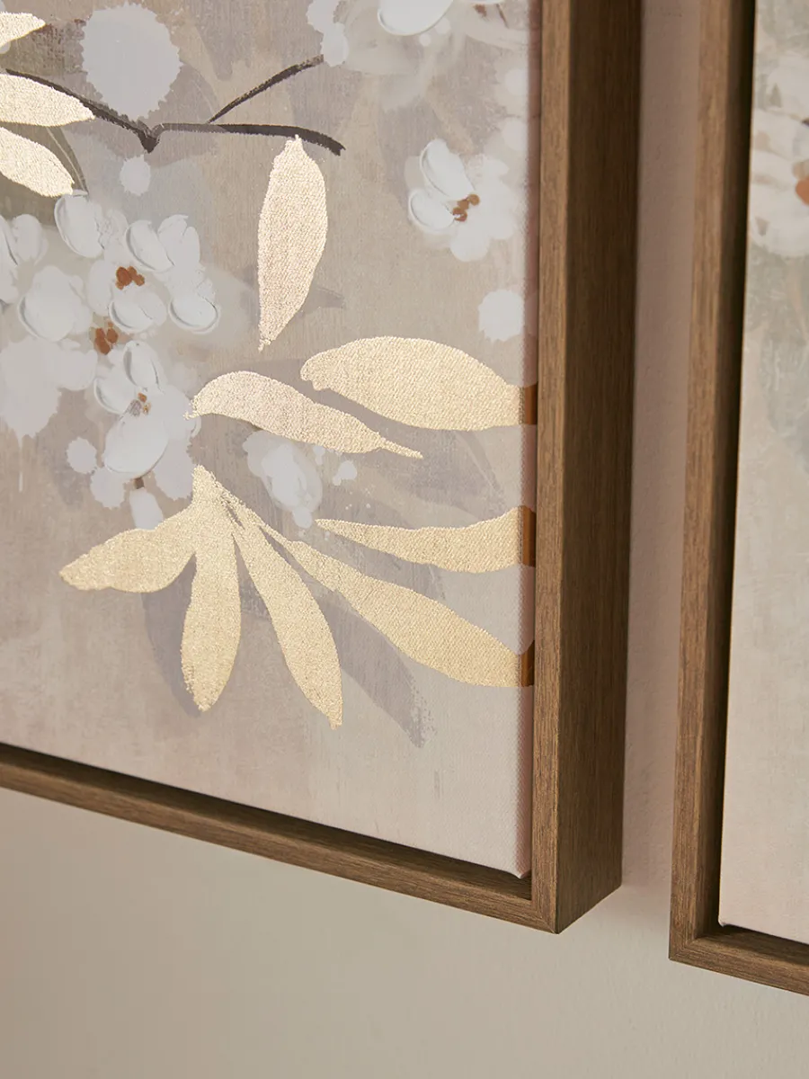 Cox & Cox Wall Art<Three Textured Blossom Canvases