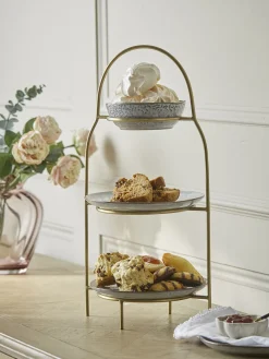 Cox & Cox Kitchen Accessories & Tableware<Three Tiered Cake Stand - Brass