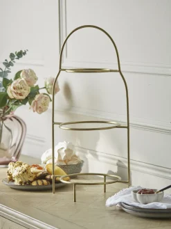 Cox & Cox Kitchen Accessories & Tableware<Three Tiered Cake Stand - Brass