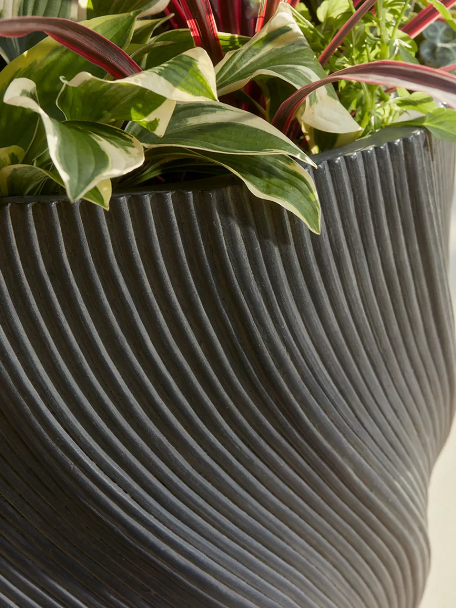 Cox & Cox Plant Pots & Troughs<Two Anthracite Spiral Planters - Large