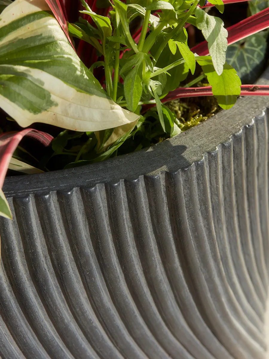 Cox & Cox Plant Pots & Troughs<Two Anthracite Spiral Planters - Large