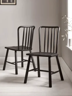 Cox & Cox Dining Chairs<Two Bergen Oak Dining Chairs - Black