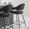 Cox & Cox Stools<Two Bouclé Counter Stools - Black