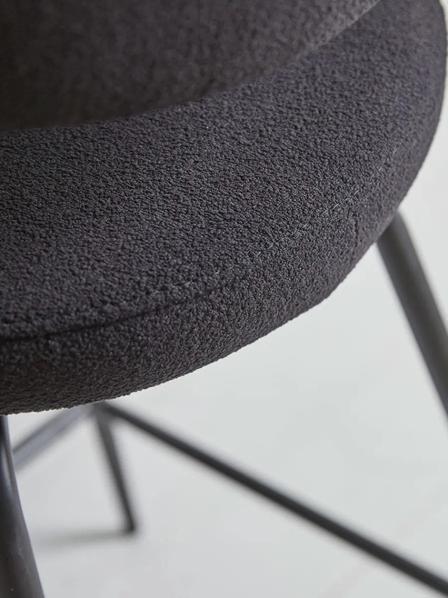 Cox & Cox Stools<Two Bouclé Counter Stools - Black