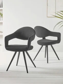 Cox & Cox Dining Chairs<Two Bouclé Dining Chairs - Black