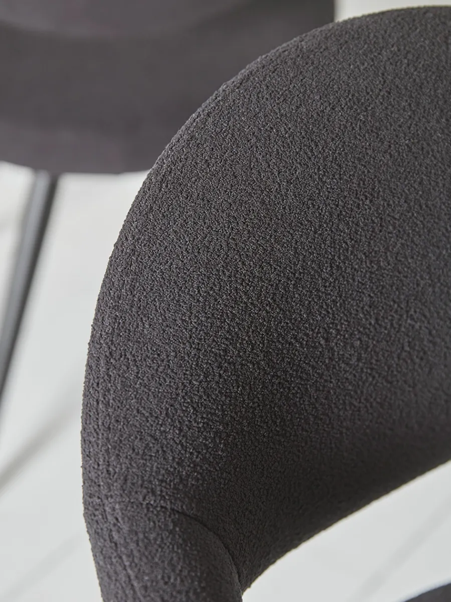 Cox & Cox Dining Chairs<Two Bouclé Dining Chairs - Black