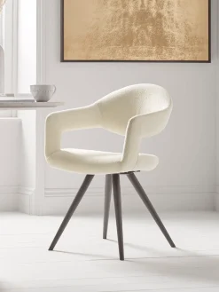 Cox & Cox Occasional Chairs|Dining Chairs<Two Bouclé Dining Chairs - White