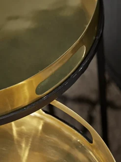 Cox & Cox Nesting Tables|Side Tables<Two Brass Topped Nesting Tables