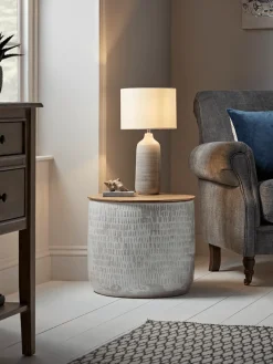 Cox & Cox Side Tables<Two Enamelled Storage Tables - Taupe