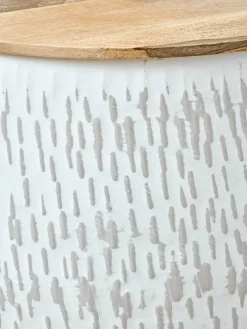 Cox & Cox Side Tables<Two Enamelled Storage Tables - Taupe