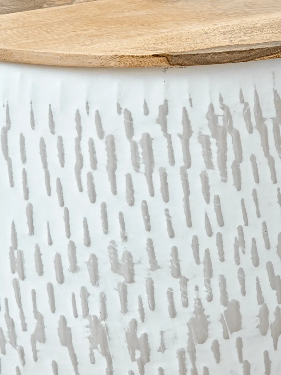 Cox & Cox Side Tables<Two Enamelled Storage Tables - Taupe