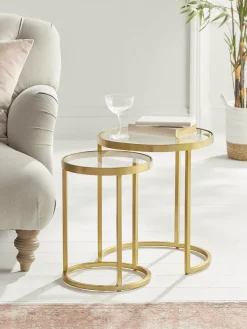 Cox & Cox Nesting Tables|Side Tables<Two Glass Topped Nesting Tables