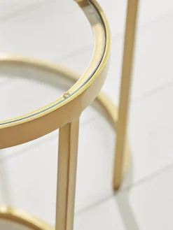 Cox & Cox Nesting Tables|Side Tables<Two Glass Topped Nesting Tables