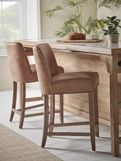 Cox & Cox Stools<Two Leather Counter Stools