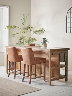 Cox & Cox Stools<Two Leather Counter Stools