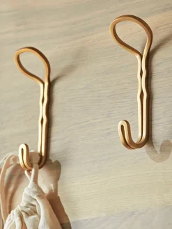 Cox & Cox Hooks & Hook Racks<Two Looped Brass Hooks