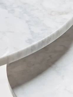 Cox & Cox Nesting Tables|Side Tables<Two Oak & Marble Nested Tables