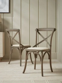 Cox & Cox Dining Chairs<Two Oak Cross Back Dining Chairs