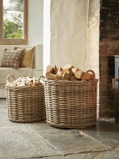 Cox & Cox Fireside<Two Rattan Log Baskets - Round