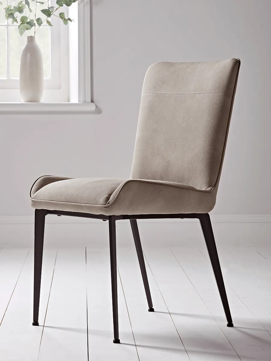 Cox & Cox Dining Chairs<Two Soft Grey Dining Chairs