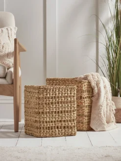 Cox & Cox Bags & Baskets<Two Square Woven Baskets