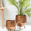 Cox & Cox Indoor Planting<Two Textured Standing Planters - Antique Bronze