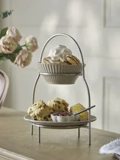 Cox & Cox Kitchen Accessories & Tableware<Two Tiered Cake Stand - Nickel