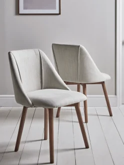 Cox & Cox Dining Chairs<Two Upholstered Dining Chairs - Stone