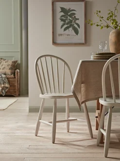 Cox & Cox Dining Chairs<Two White Spindleback Dining Chairs