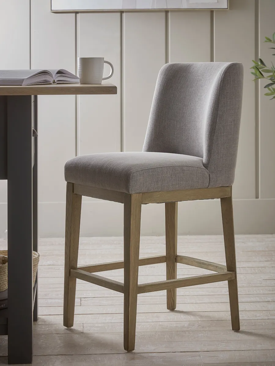 Cox & Cox Stools<Upholstered Bar Stool - Grey