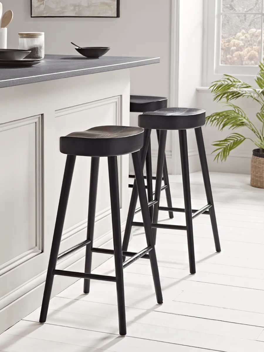 Cox & Cox Stools<Weathered Oak Counter Stool - Black