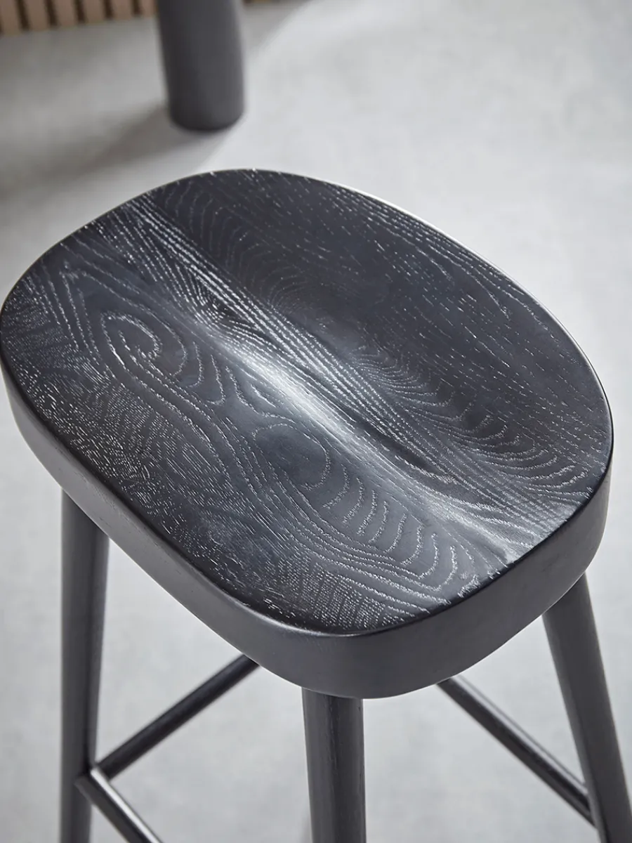 Cox & Cox Stools<Weathered Oak Counter Stool - Black