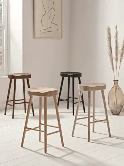 Cox & Cox Stools<Weathered Oak Counter Stool - Black